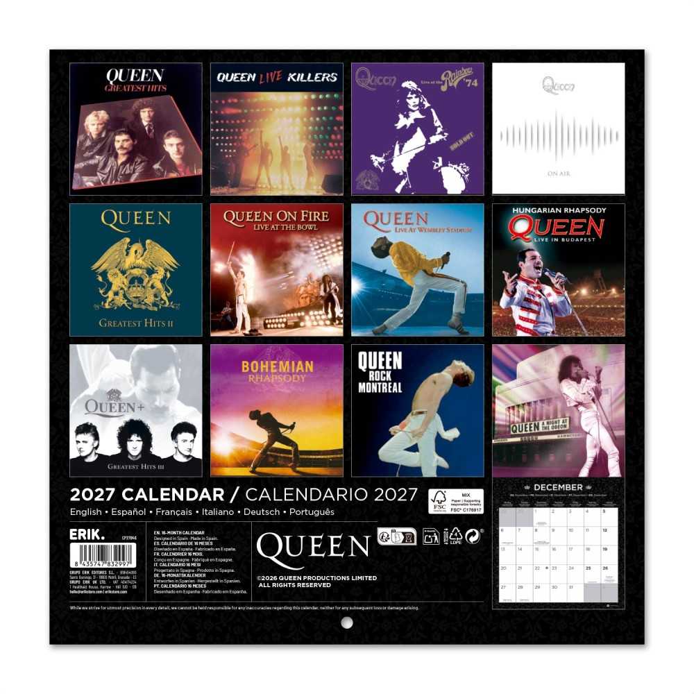 Grupo Erik Queen - Queen 2027 30X30 Calendar - Multicolours